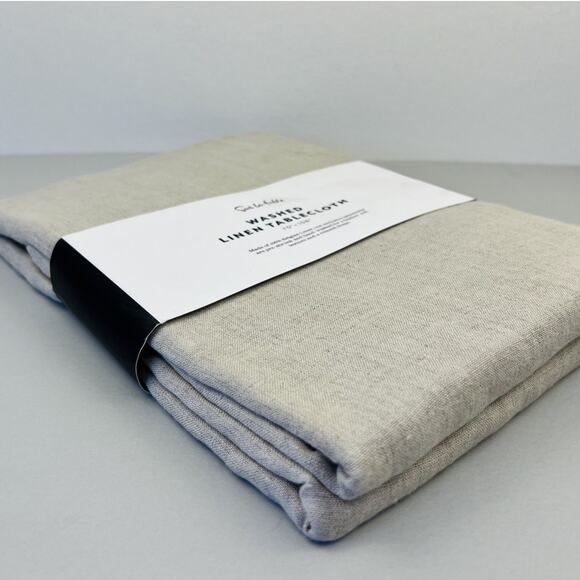 Sur La Table Washed Linen Tablecloth 70x108 Neutral Belgian Flax Handcrafted New - Picture 7 of 7